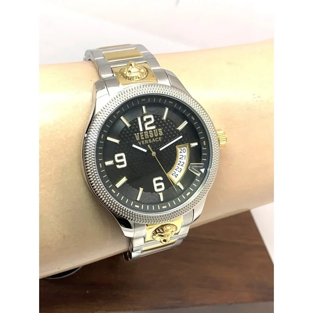 Versus by Versace Men's Watch VSPVT1821 Quartz Black Dial Two Tone Steel 44mm